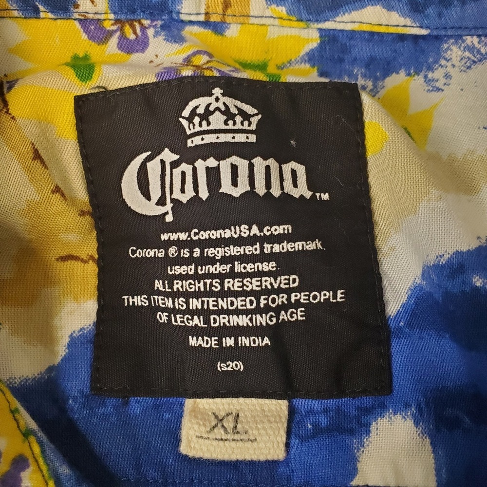 Corona Beer Shirt‎ Mens XL Hawaiian Tropical Resort Casual Button Up Luau Party - Picture 4 of 8